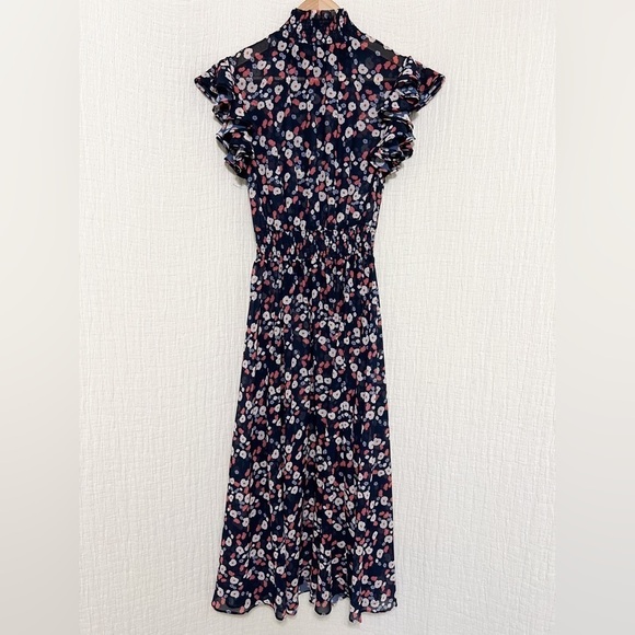 Keepsake Blue Floral maxi Dress Mock size XS Ruffle - Picture 3 of 7